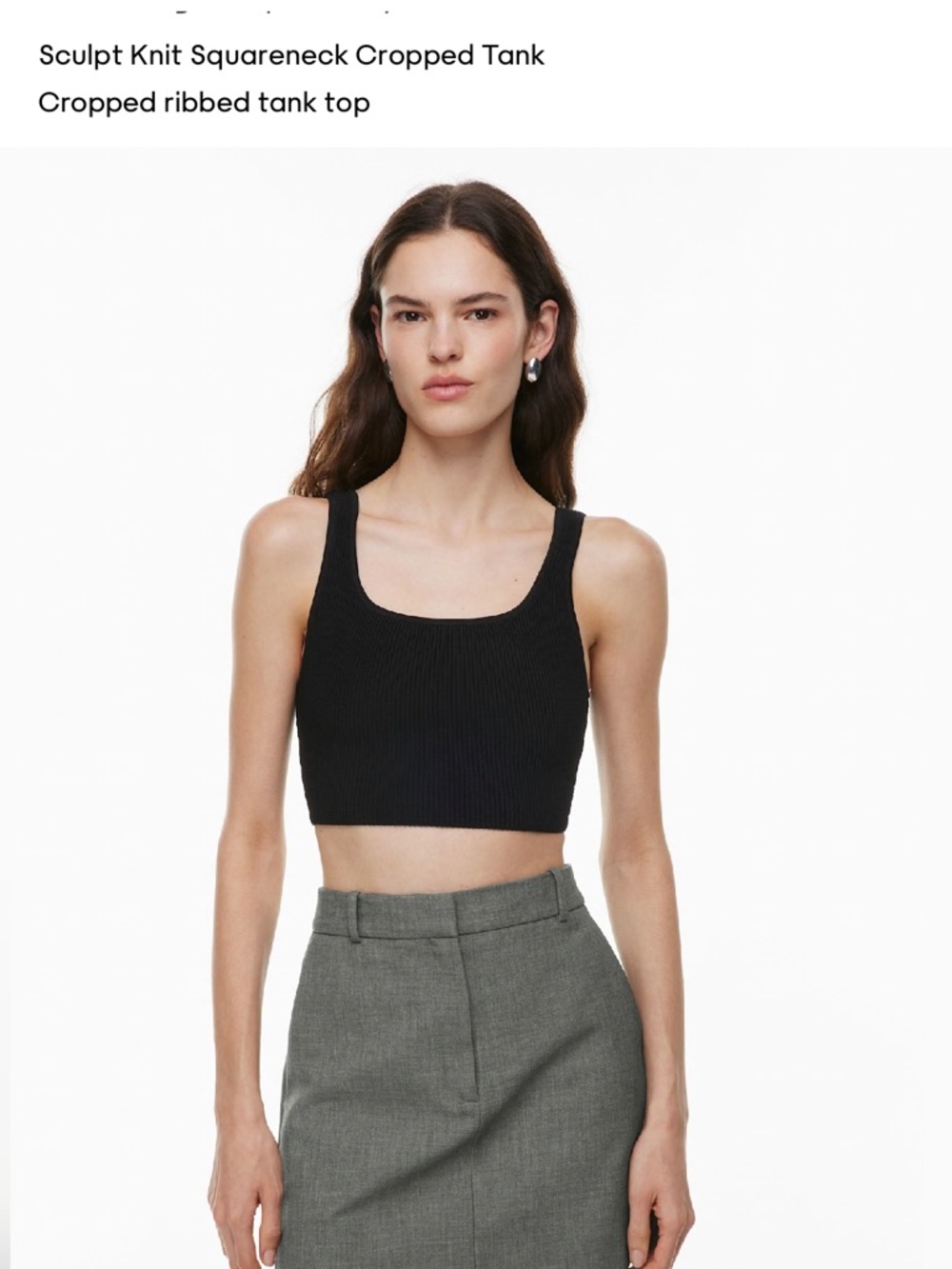 Aritzia Sculpt Ribbed Square-Neck Cropped Tank - Black